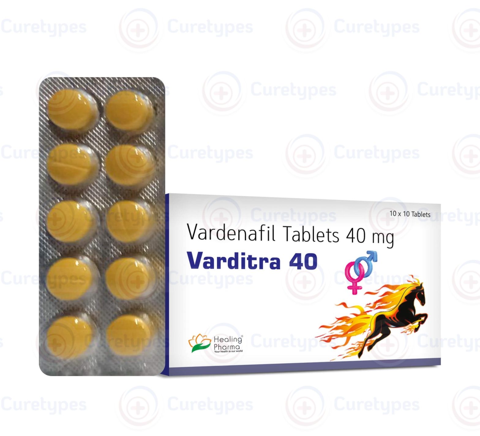 Levitra tablets with active ingredient vardenafil for treating erectile dysfunction.