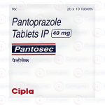 Pantoprazole (Pantosec) tablets for acid reflux treatment.