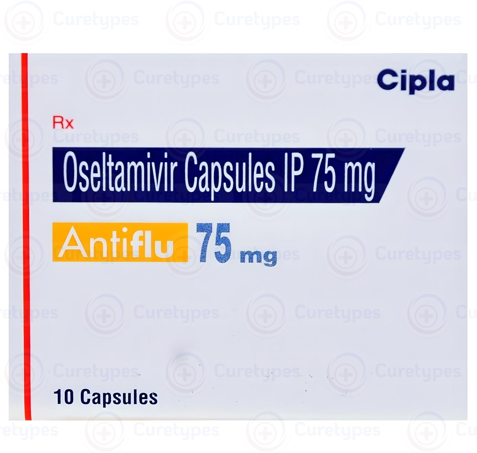 Oseltamivir capsules for treating and preventing influenza, highlighting the active substance oseltamivir phosphate.