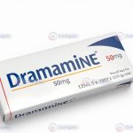 Image of Dramamine packaging, containing dimenhydrinate, effective for motion sickness relief.